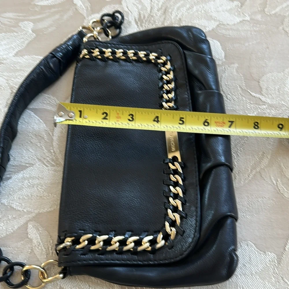 Michael Kors Black Leather Chain Shoulder Clutch